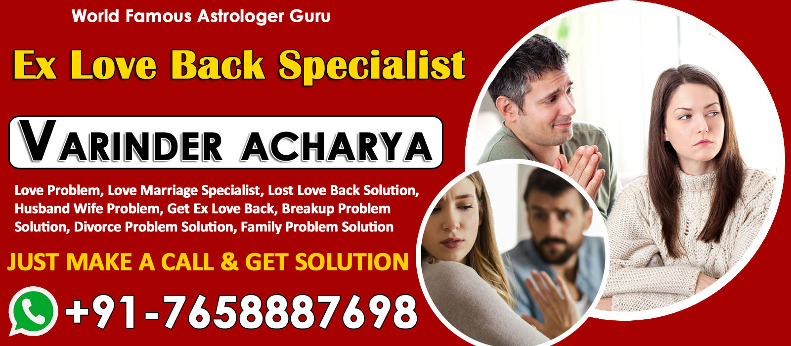 World Famous Astrologer Guru Varinder acharya +91-7658887698